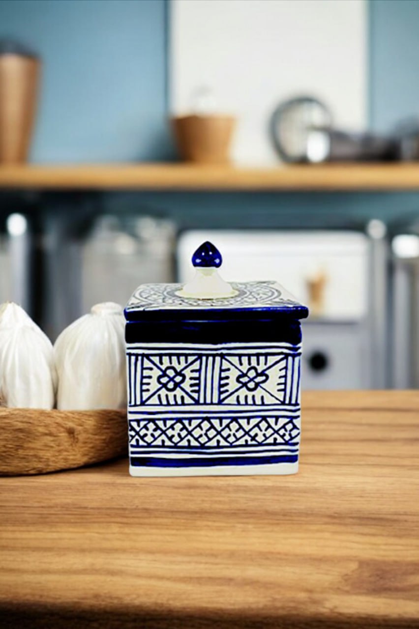 Elegant Moroccan Ceramic Sugar Bowl