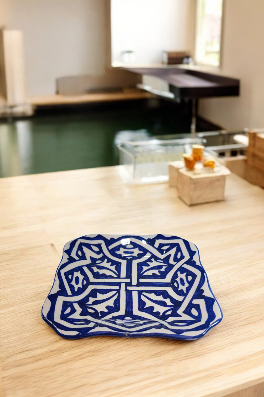 Moroccan Handcrafted Ceramic Square Plate