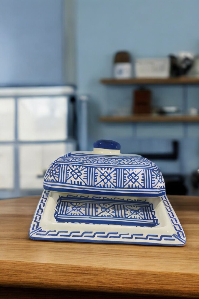 Moroccan Handcrafted Ceramic Butter Dish