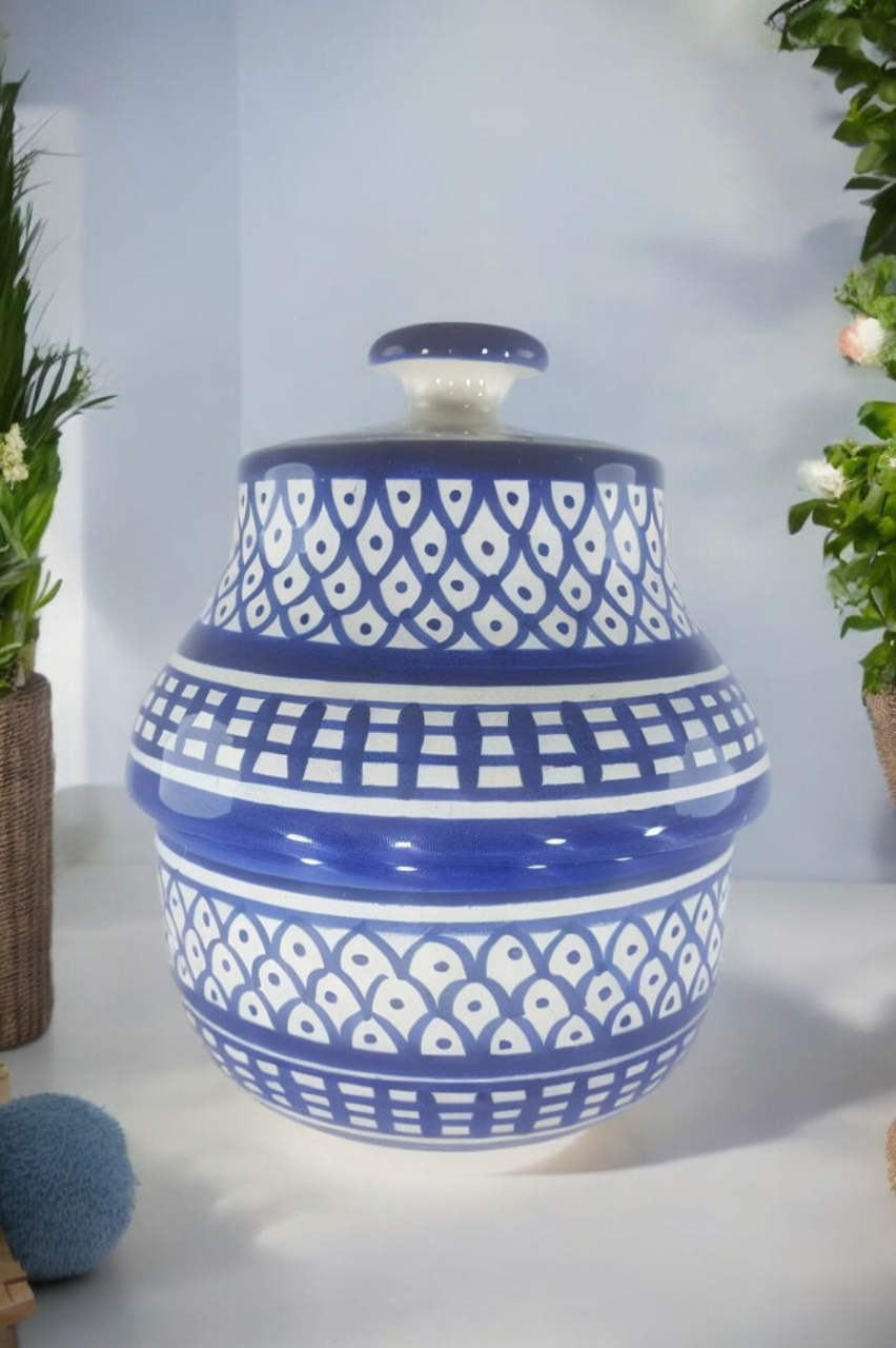 Moroccan Ceramic Storage Jar with Lid